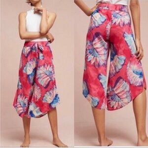 Anthropologie LILKA Josie Floral Wide Leg Cropped Lounge Pant L